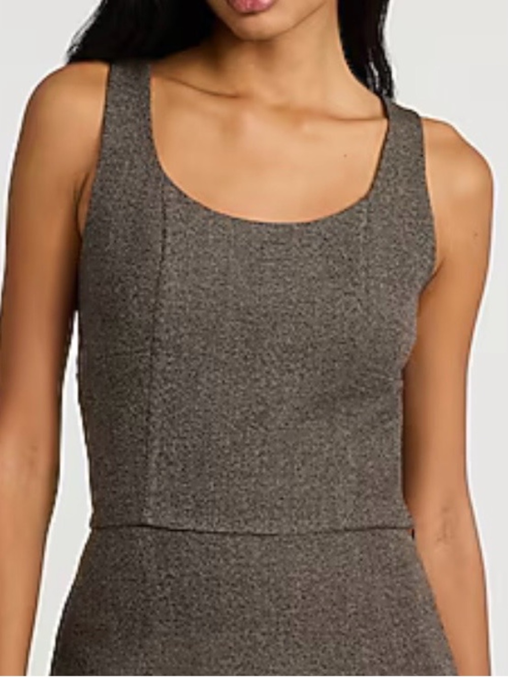 Express Scoop Neck Sleeveless Crop Top - Taupe Brown